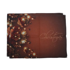 Unique Bargains Christmas Place Mats Linen Black Gold Tone 13"x17.7" 2 Pcs - 1 of 4