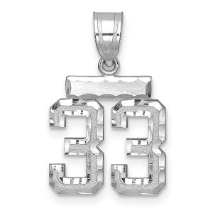 Black Bow Jewelry 14k White Gold, Varsity Collection, Small D/C Pendant, Number 33 - 1 of 3