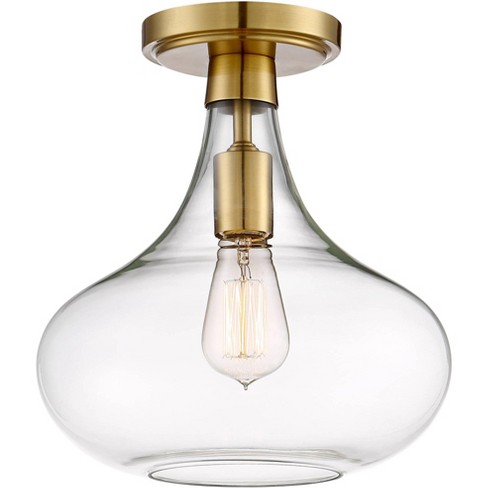 Possini Euro Design Cecil Modern Ceiling Light Semi Flush Mount Fixture 11  Wide Warm Brass Clear Glass For Bedroom Kitchen Living Room Hallway House :  Target