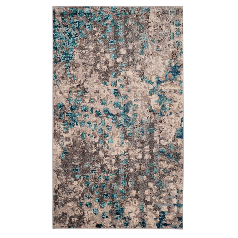 Gray/Light Blue Splatter Loomed Accent Rug 3'x5' - Safavieh