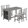5-Piece Counter Height Dining Set, Dining Table With 9 Storage Compartment,Dining Table With Padded Chairs-Cuddlewood - 3 of 4