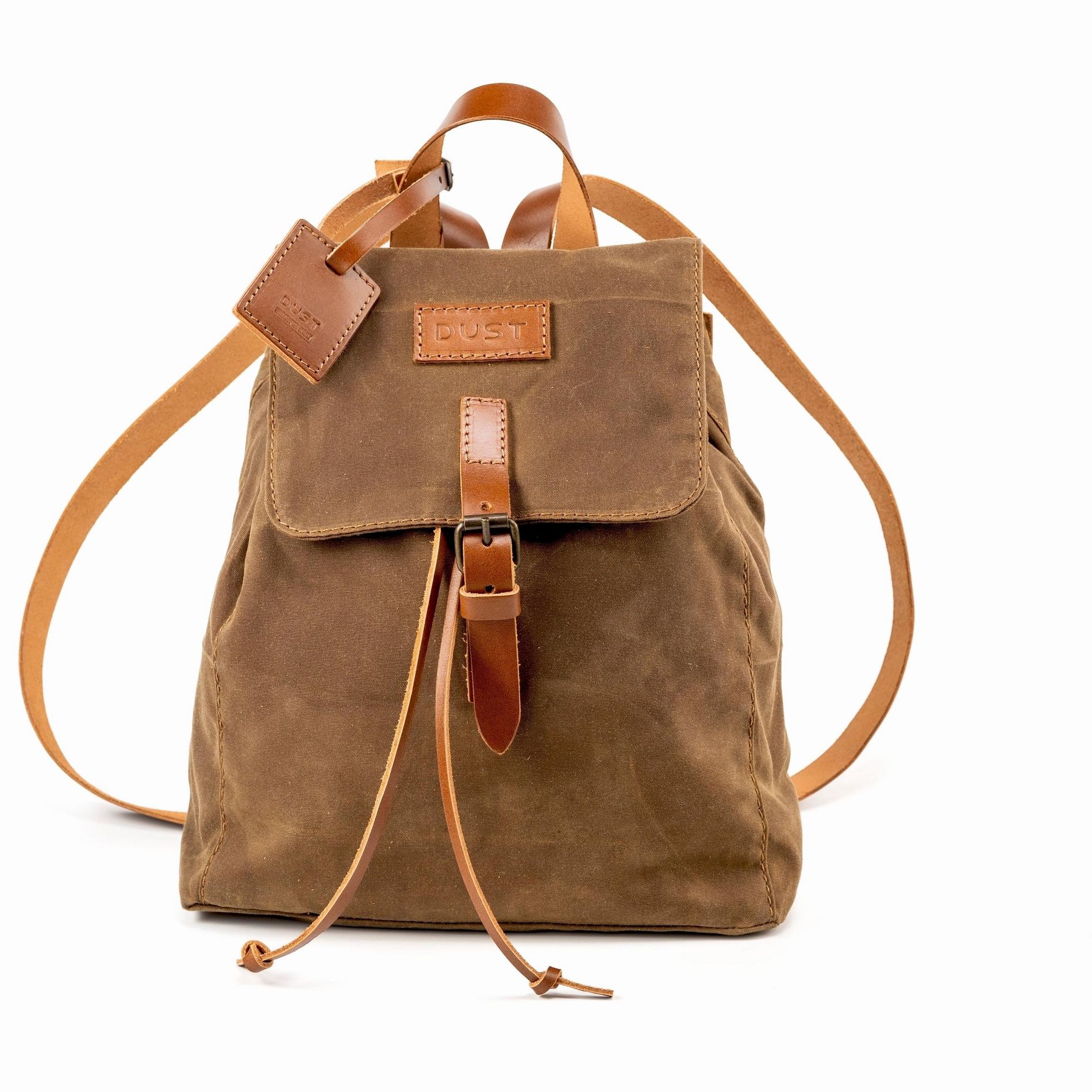 THE DUST COMPANY Leather Backpack With Waxed Cotton Made in USA
