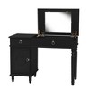 Poundex Wooden Makeup Vanity Set Desk, Mirror and Stool - 2 of 4