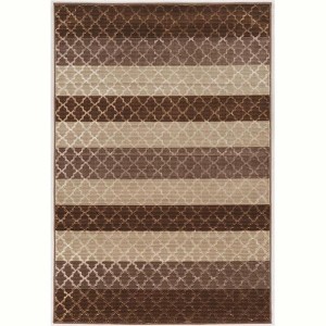 HomeStock EvolutionTrellisStripesBeige&Brown 5x7.6, Transitional, Power Loomed Rug - 1 of 4