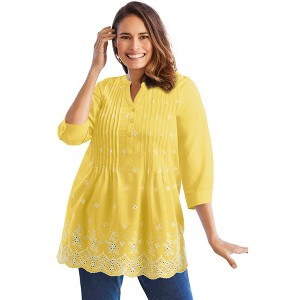 Woman Within Embroidered Pintuck Tunic - 1 of 4
