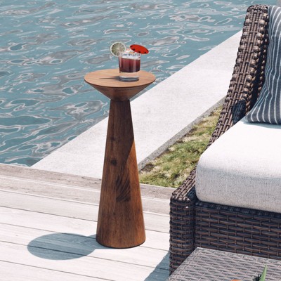 JIONJOY Modern Farmhouse Pedestal End Table – Tall Solid Wood Martini Table, Round Drink Stand for Small Spaces