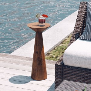 JIONJOY Modern Farmhouse Pedestal End Table – Tall Solid Wood Martini Table, Round Drink Stand for Small Spaces - 1 of 4