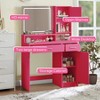 Vanity Desk with Mirror and LED Light Strip, Dressing Table with Large Drawer 3 Level Storage Dresser & 3 Lighting Modes - 2 of 4