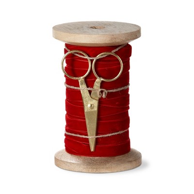 tag Velvet Ribbon with Scissor Spool 5Yd Red