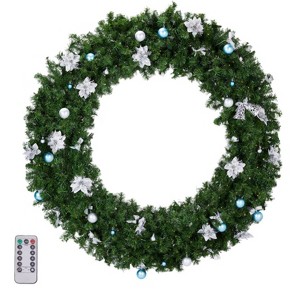SEVOBAL Wreaths 48in Christmas Wreath Artificial Xmas Wreath DIY Ornaments for Front Door Gate Wall Xmas Party Decorations, Green, 48"*5"*48" - 1 of 4