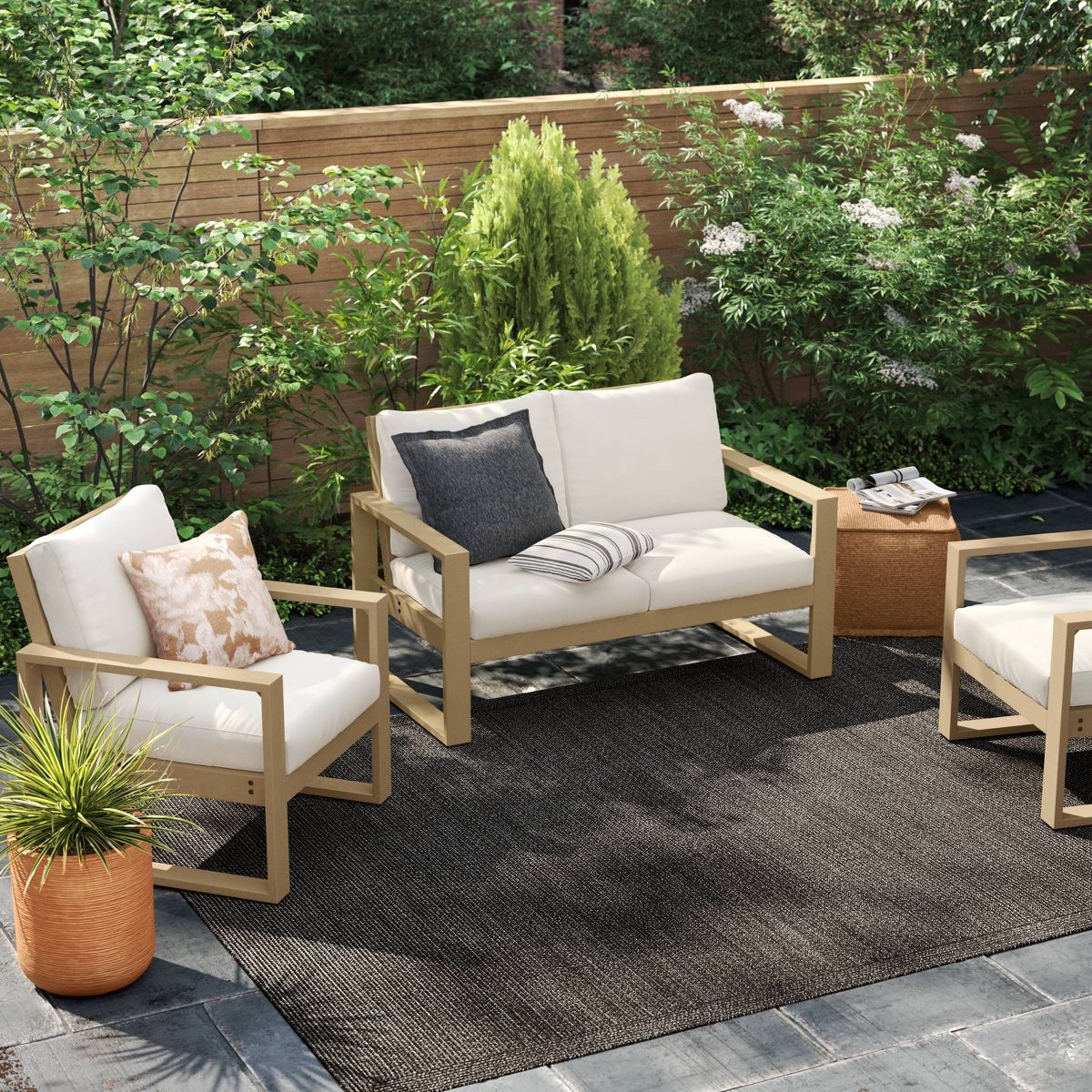 Natural Woven Rectangular Braided Outdoor Accent Rug - Threshold™ - thumbnail 6
