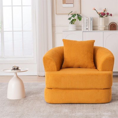 GDFStudio Sylvia Modern Convertible Foldable Corduroy Upholstered Single Lounge Chair