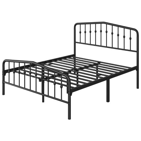 Yaheetech Modern Metal Bed Frame With Arched Headboard, Black(queen ...