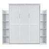 PAGED Modern Wooden Murphy Bed, Queen Size Bed Frame with 10 Shelves and LED Light, Platform Bed for Small Room, Space-Saving - 2 of 4