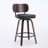 Mid Century Swivel Bar Stools Set of 2,Upholstered Faux Leather Counter Height Barstools with Walnut Back Bentwood Legs for Kitchen Island-Tanpinhause - 4 of 4