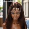 Unique Bargains Women's Straight Long Hair Wig 4x4in 180 Real Human Hair Deep Brown 1 Pc - 4 of 4