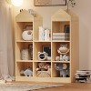 Coucheta Castle 8-Cubby Toy Storage Organizer and Bookshelf, Kids Reading Nook with Multipurpose Display for Playroom, Nursery, Kids' Room, Natural - 2 of 4