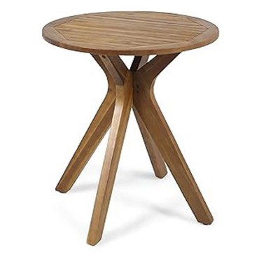 Outdoor Round Wood Bistro Table with X Legs Wood