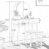 Vanity Desk Contemporary with Round Mirror and 2 Drawers for Bedroom 32.68in Wide-3irtyhousy - 4 of 4