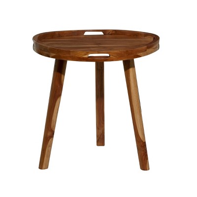 Contemporary Teak Wood Tray Accent Table Brown - Olivia & May