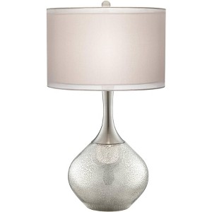 Possini Euro Design Swift Modern Table Lamp 30 1/2" Tall Mercury Glass with Dimmer Double Drum Shade for Bedroom Living Room House Bedside Nightstand - 1 of 4