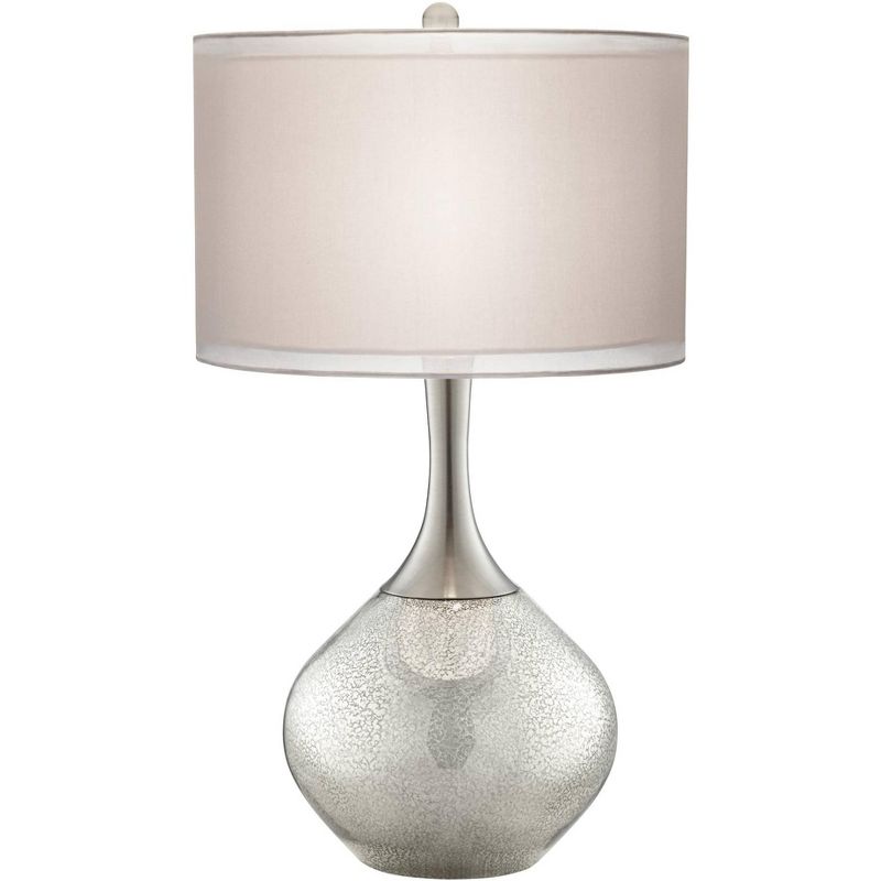Possini Euro Design Swift Modern Table Lamp 30 1/2" Tall Mercury Glass with Dimmer Double Drum Shade for Bedroom Living Room House Bedside Nightstand, 1 of 8
