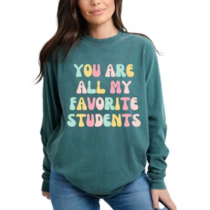 Simply Sage Market Favorite Students Colorful Garment Dyed Long Sleeve - 1 of 4
