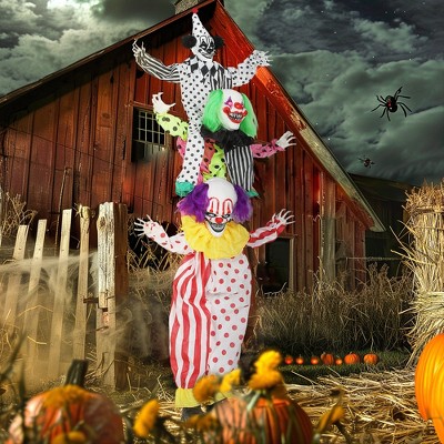 SKRAN Scary Halloween Decorations, Outdoor Life Size Stackable Halloween Clown, Sound Activated Scary Clown Indoor Party Props