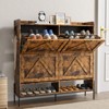 Shoe Cabinet with 4 Flip Drawers, Hidden Shoe Storage Organizer with Open Shelf, Freestanding Shoe Rack - 2 of 4