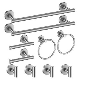 Itopfox 10-Piece Bathroom Hardware Set, Stainless Steel Towel Bar with Hooks, Rings & Toilet Paper Holder, Durable & Rust-Resistant - 1 of 4