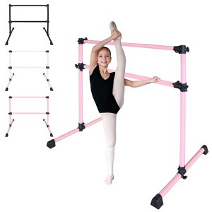NAYSAYE 4FT Ballet Barre Freestanding Adjustable Double Bar for Home Dance Practice, Pink, 48"*30"*46" - 1 of 4