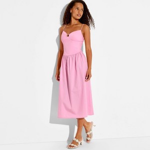 wild fable pink dress Women's Keyhole Poplin Midi Dress