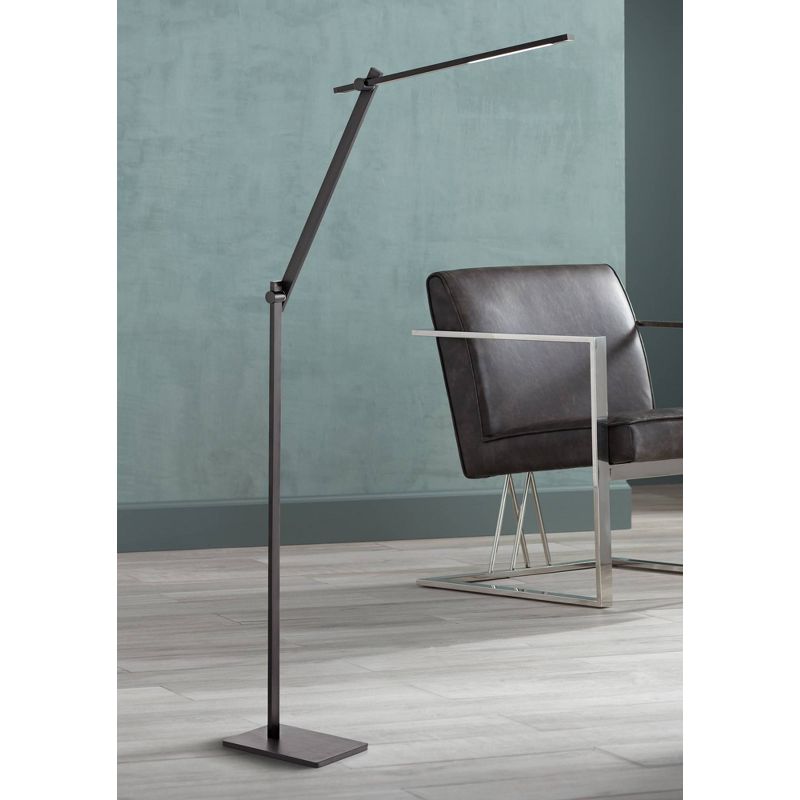 Possini Euro Design Barrett Modern Floor Lamp 53" Tall Anodized Black Metal LED Adjustable Touch On Off for Living Room Reading Bedroom Office House, 2 of 10