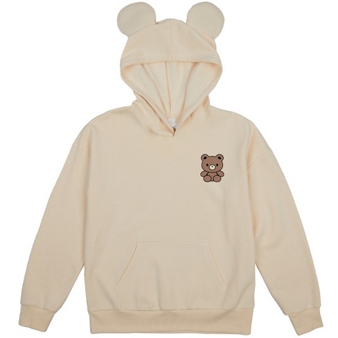 Teddy Bear Youth Off-White Long Sleeve Hooded Sweatshirt With 3D Ears - image 1 of 3