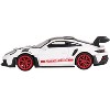 Porsche 911 (992) GT3 RS Weissach Package White with Pyro Red and Carbon and Carbon Top Ltd Ed 1/64 Diecast Model Car by Mini GT - 2 of 4