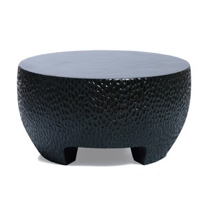 LuxenHome Mod Black Cement Round Outdoor Coffee Table - 1 of 4