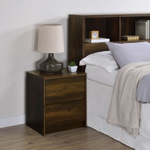 Sapphtopaz Modern Nightstand with 2 Drawers Rectangle Bedside Table with LED and USB Ports Wood Night Stand for Bedroom, Living Room - 1 of 4