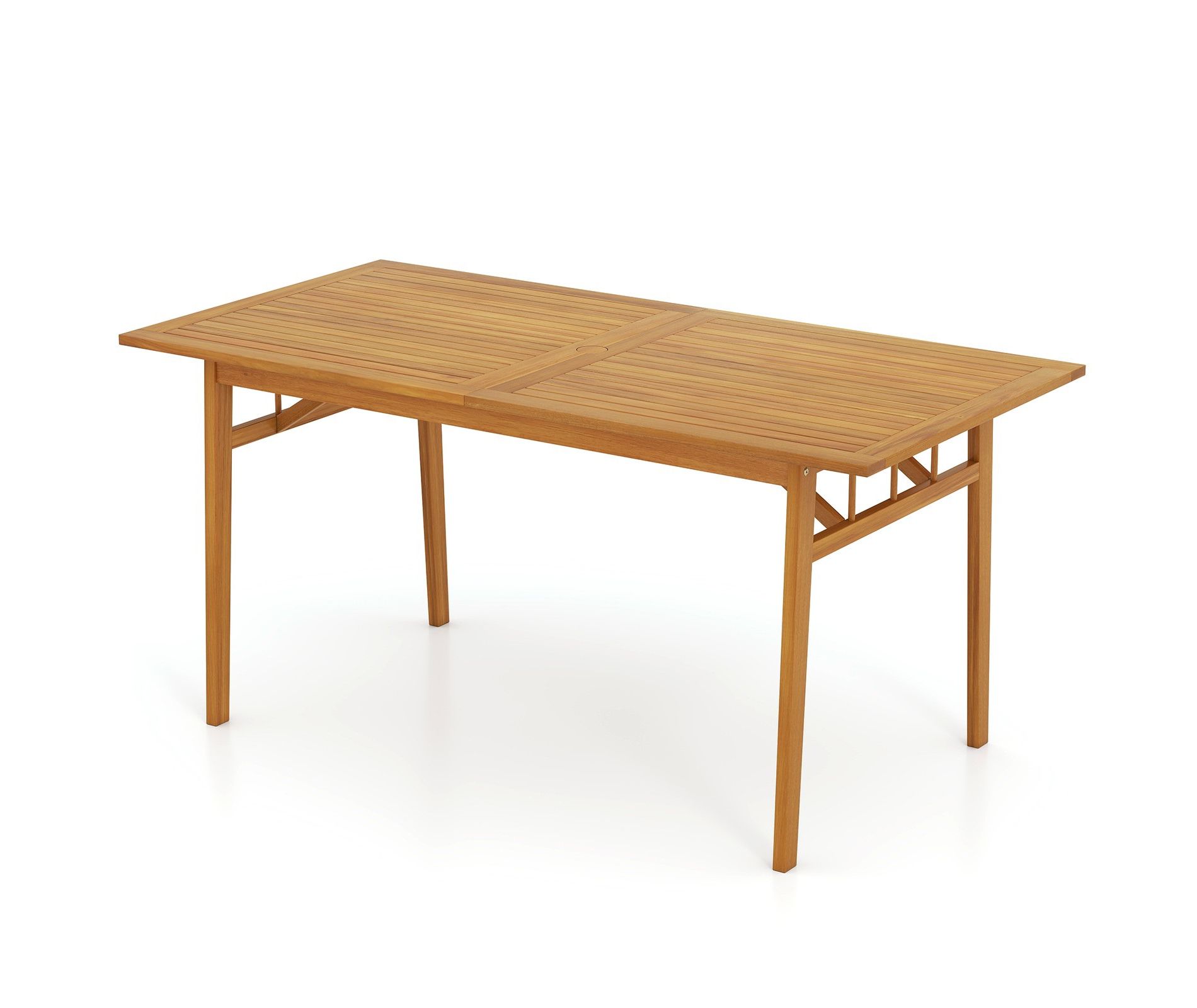 Gymax 6-Piece Outdoor Dining Table Acacia Wood Rectangular Table for Deck Yard Poolside