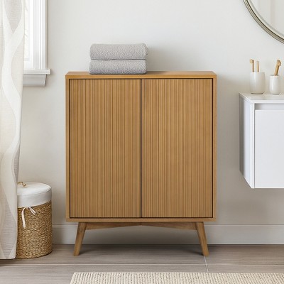 Tremolo Modern Boho Accent Cabinet with Solid Wood & Contemporary Fluted Fronts -Teamson Home