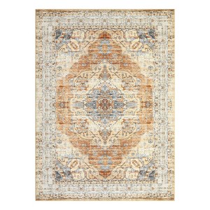 Vintage Floral Print Bedroom Living Room Rugs, Retro Accent Soft Non Slip Large Carpet for Nursery Dining Room - 1 of 4