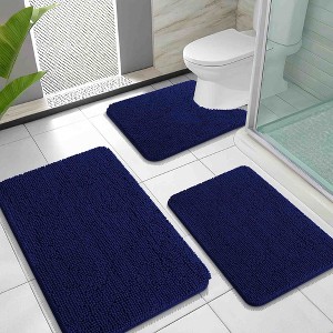 BAGOKIE 3 Piece Chenille Bathroom Rug Set - 1 of 4