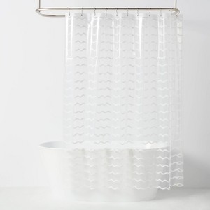 Kids' Wave Printed Shower Liner Clear - Pillowfort™ - 1 of 4