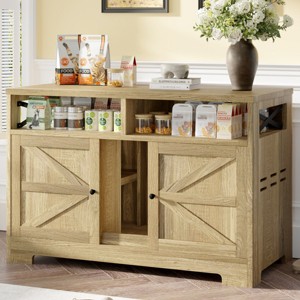 Farmhouse Large Hidden Cat Litter Box Cabinet with Open Shelf, Multifunctional Indoor Enclosure for Two Cats - The Pop Home - 1 of 4