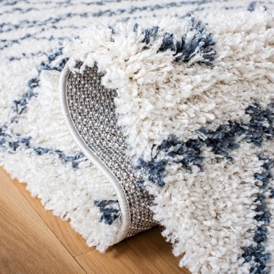 Ivory Geometric Shag Rug with Non-Slip Feature - 2'x8'