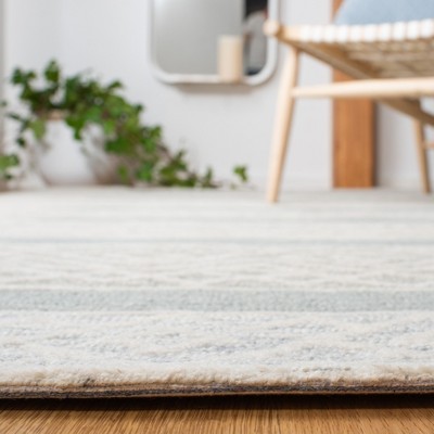 Gray and Light Blue Hand-Tufted Wool Square Rug