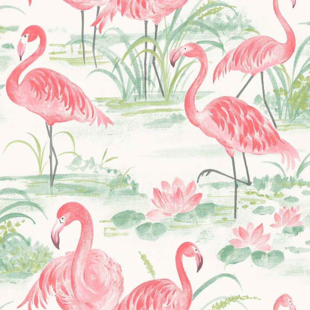 Photos - Wallpaper Nu Flamingo Beach Peel & Stick  Pink