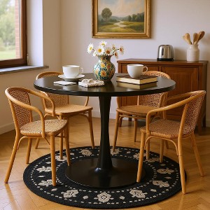 Hooseng Round Dining Table with MDF Table Top and Metal Base, Mid-Century Modern Dining Room Table for 2 - 4 Person - 1 of 4