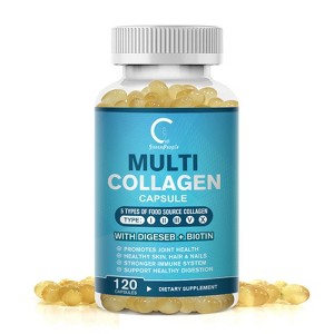 Multi Collagen Complex Capsules with Vitamin C - Healthy Joints, Hair, Skin, Nails - 120 Count - 1 of 4