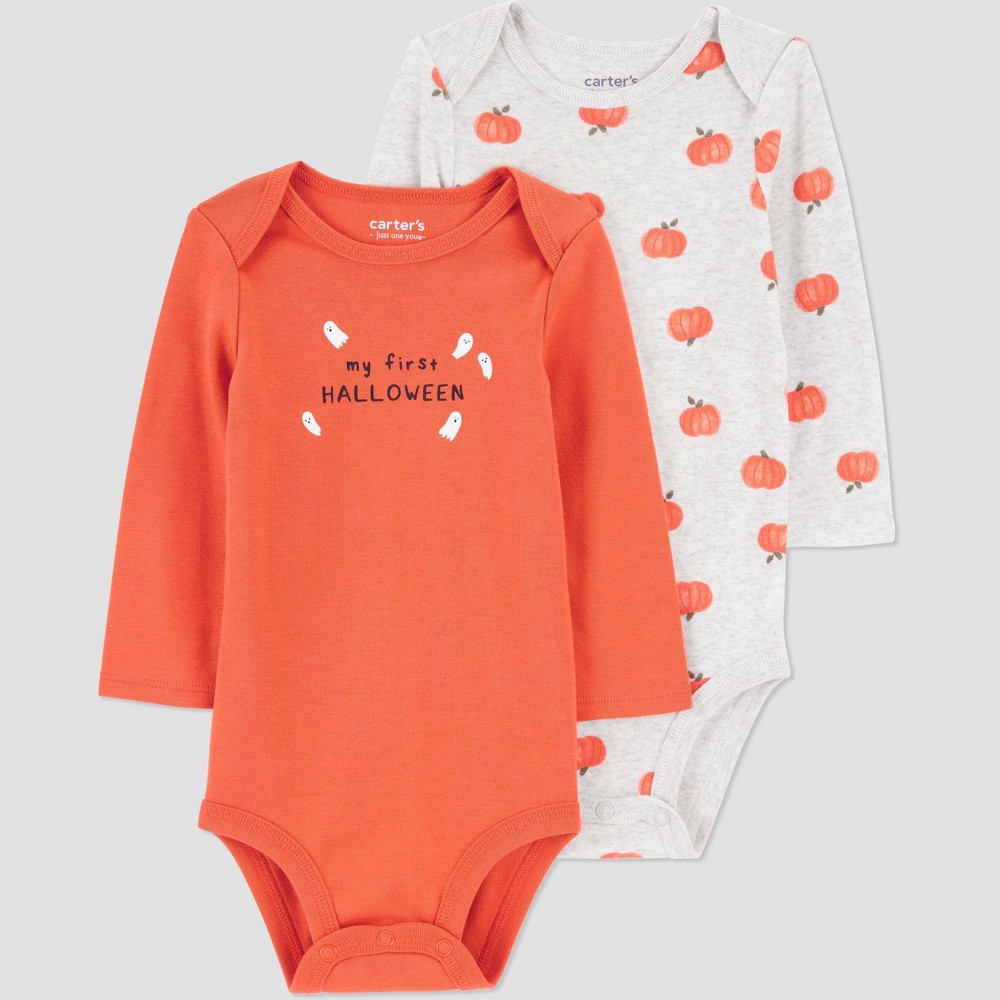 Carter's Just One You® Baby Halloween Pumpkins 2pk Bodysuit - Orange 6M