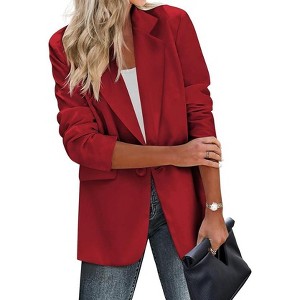 Zeagoo Women Casual Blazer Lightweight Blazer for Business Work Jackets Red - 1 of 4